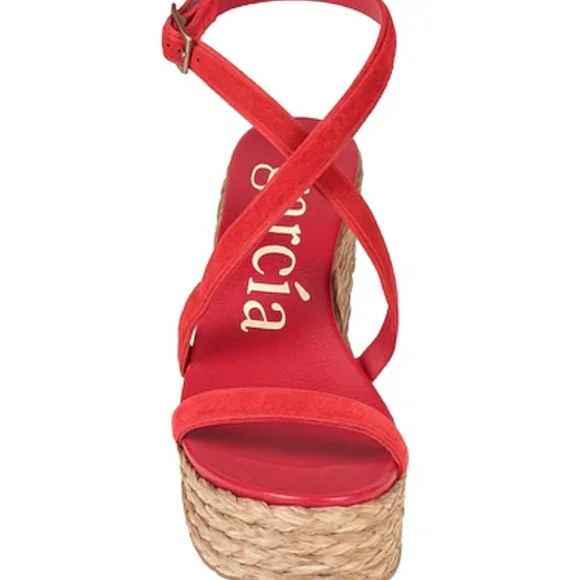 Pedro Garcia Red Strappy Wedge Sandals - Picture 3 of 3
